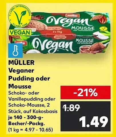 MÜLLER Veganer Pudding oder Mousse