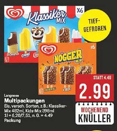 Multipackungen Eis - Klassiker Mix und Nogger Mix