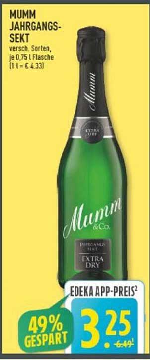 Mumm Jahrgangs-Sekt, 0,75 l Flasche