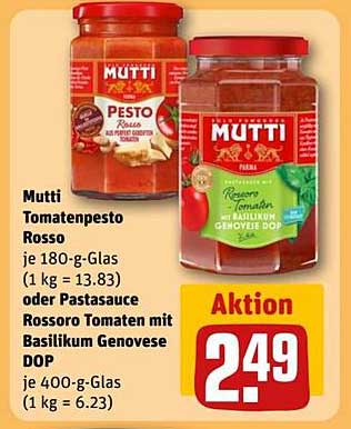 Mutti Tomatenpesto Rosso oder Pastasauce Rossoro mit Basilikum Genovese DOP