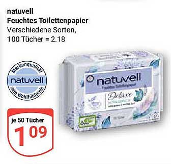 natuvell Feuchtes Toilettenpapier, 100 Tücher