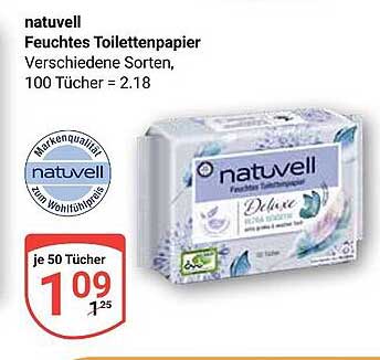 natuvell Feuchtes Toilettenpapier, verschiedene Sorten, 100 Tücher