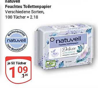 natuvell Feuchtes Toilettenpapier - Verschiedene Sorten, 100 Tücher