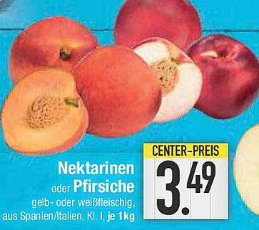 Nektarinen oder Pfirsiche - gelb- oder weißfleischig, aus Spanien/Italien, Kl. I, je 1 kg