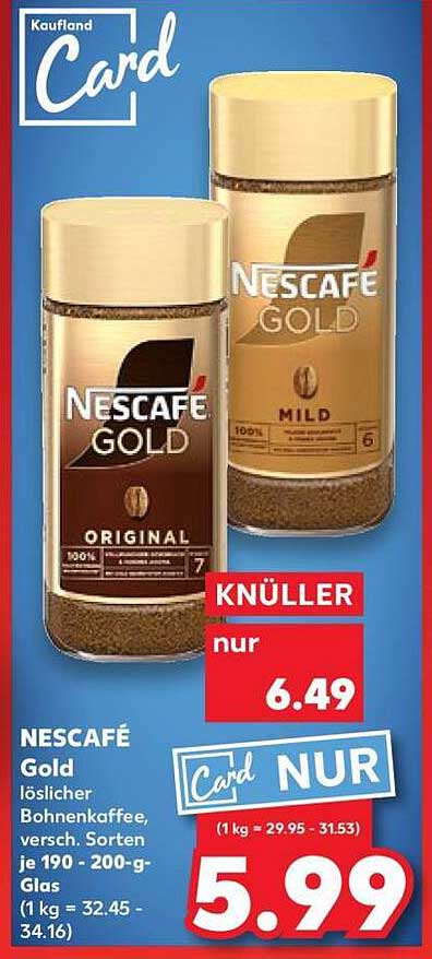 NESCAFÉ Gold - löslicher Bohnenkaffee, verschiedene Sorten