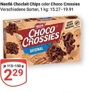 Nestlé Choclit Chips oder Choco Crossies - Original