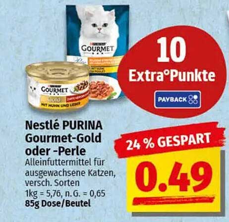Nestlé PURINA Gourmet-Gold oder -Perle Alleinfuttermittel für ausgewachsene Katzen, verschiedene Sorten