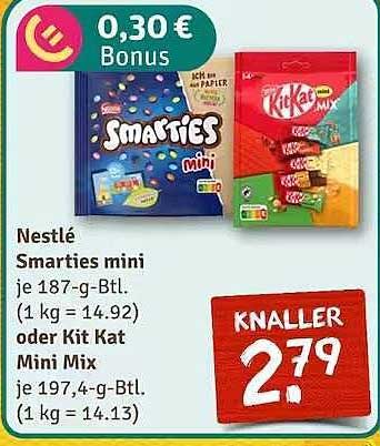 Nestlé Smarties mini oder Kit Kat Mini Mix für nur 2,79 €