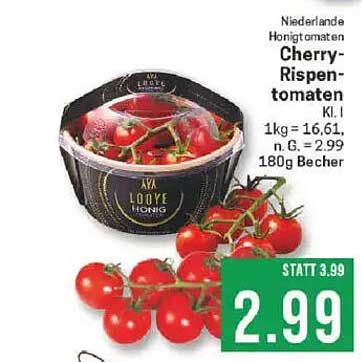 Niederlande Honigtomaten Cherry-Rispentomaten 180g Becher