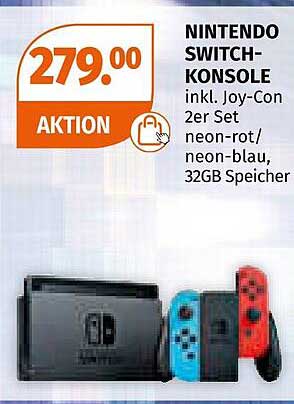 NINTENDO SWITCH-KONSOLE inkl. Joy-Con 2er Set neon-rot/neon-blau, 32GB Speicher