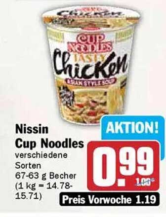 Nissin Cup Noodles verschiedene Sorten