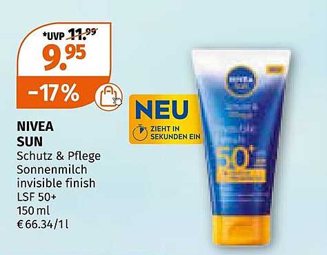 NIVEA SUN Schutz & Pflege Sonnenmilch invisible finish LSF 50+ 150 ml