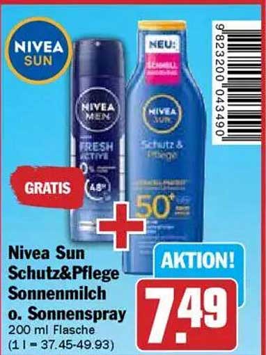 Nivea Sun Schutz&Pflege Sonnenmilch o. Sonnenspray 200 ml Flasche