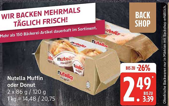 Nutella Muffin oder Donut 2 x 86 g / 120 g