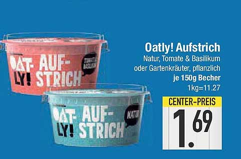 Oatly! Aufstrich – Natur, Tomate & Basilikum oder Gartenkräuter, pflanzlich