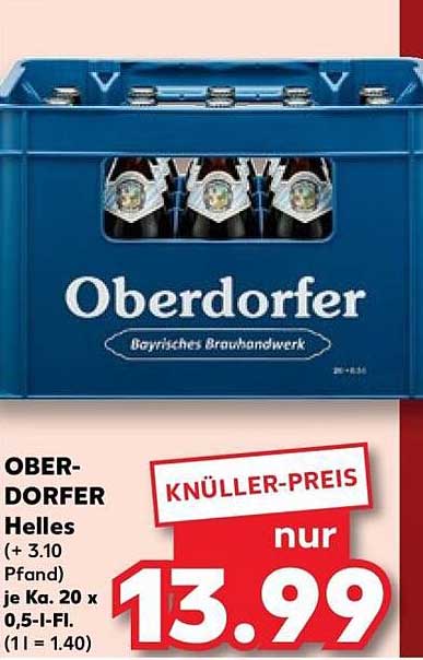 OBERDORFER Helles (+ 3.10 Pfand) je Ka. 20 x 0,5-l-Fl.