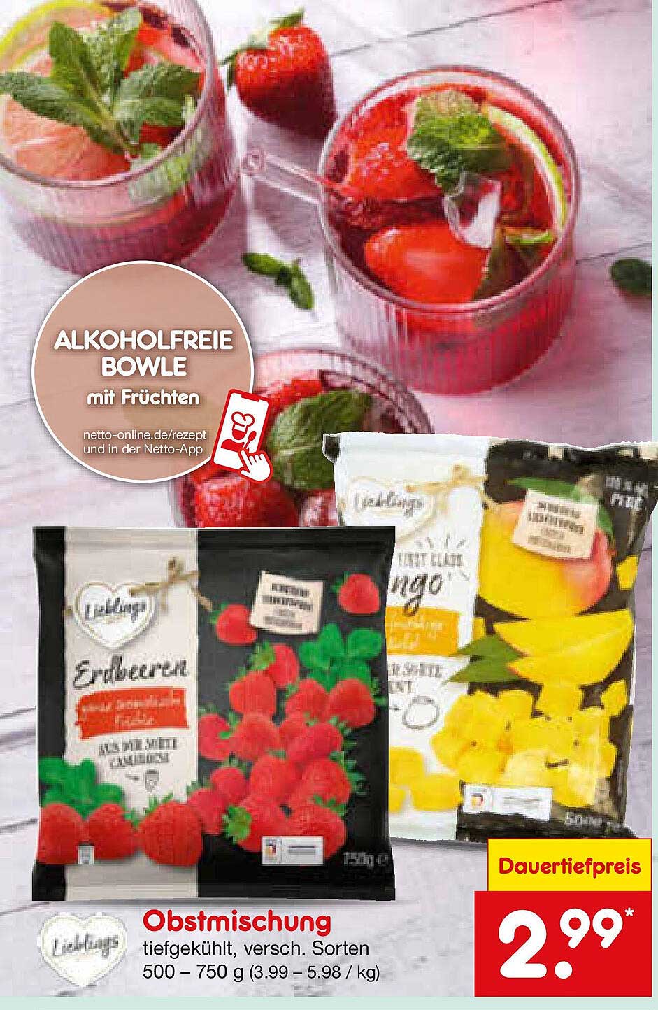 Obstmischung tiefgekühlt, versch. Sorten 500 - 750 g