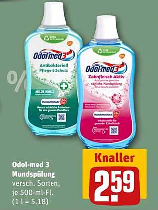 Odol-med 3 Mundspülung, verschiedene Sorten, je 500-ml-Fl.