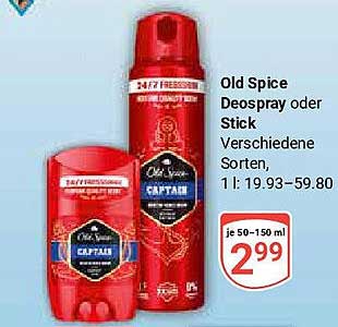 Old Spice Deospray oder Stick - Verschiedene Sorten