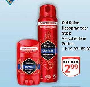 Old Spice Deospray oder Stick – verschiedene Sorten