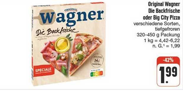 Original Wagner Die Backfrische oder Big City Pizza verschiedene Sorten, tiefgefroren