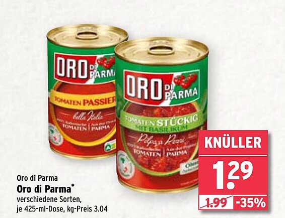 Oro di Parma Tomaten in 425-ml-Dose - jetzt reduziert!