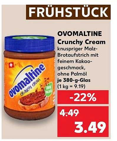 OVOMALTINE Crunchy Cream - knuspriger Malz-Brotaufstrich mit feinem Kakao-Geschmack