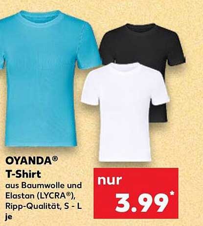 OYANDA® T-Shirt aus Baumwolle und Elasten (LYCRA®), Ripp-Qualität, S - L