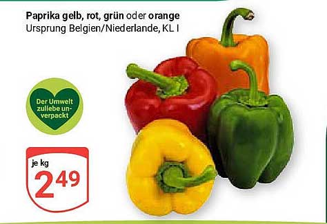 Paprika gelb, rot, grün oder orange - Ursprünge Belgien/Niederlande, KL I