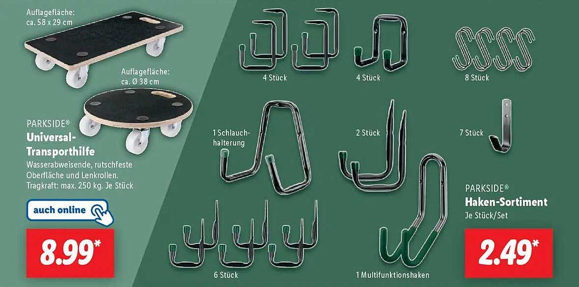 PARKSIDE® Universal-Transporthilfe und Haken-Sortiment