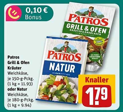 Patros Grill & Ofen Kräuter oder Natur Weichkäse, 150 g oder 180 g - jetzt zum Knallerpreis!