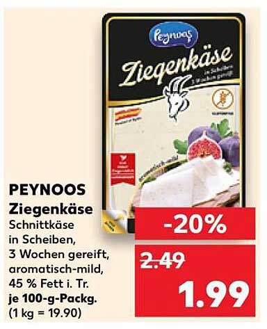 PEYNOOS Ziegenkäse Schnittkäse in Scheiben, 3 Wochen gereift