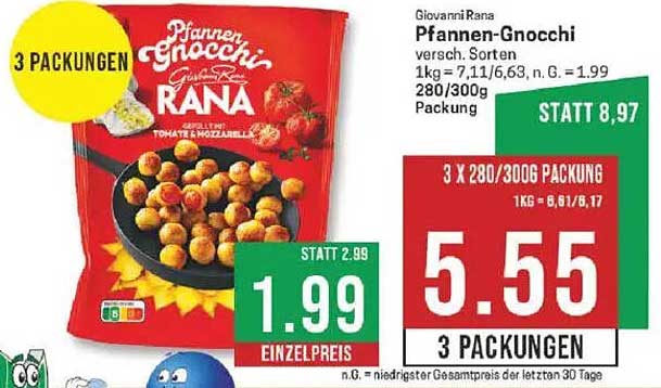 Pfannen-Gnocchi Giovanni Rana, 3 x 280/300g Packung