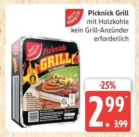 Picknick Grill mit Holzkohle - kein Grill-Anzünder erforderlich