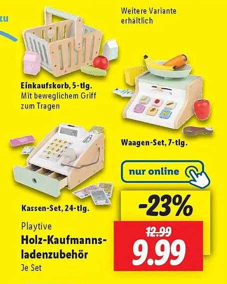 Playtive Holz-Kaufmanns-Laden Zubehör, 24-tlg.