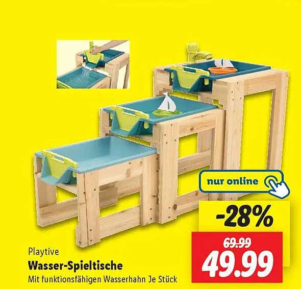 Playtive Wasser-Spieltische mit funktionstüchtigem Wasserhahn - Je Stück