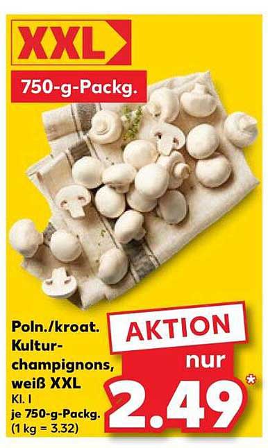 Poln./kroat. Kulturchampignons, weiß XXL 750-g-Pack.