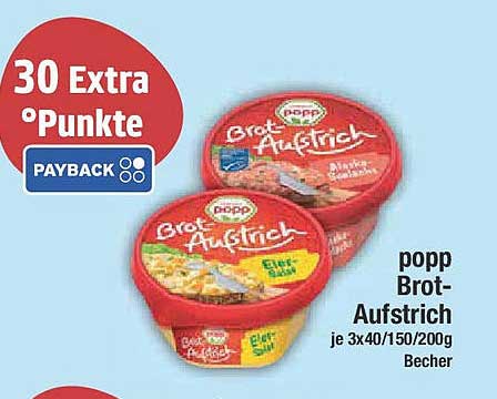 poppp Brot-Aufstrich je 3x40/150/200g Becher