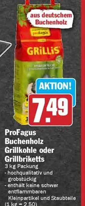 ProFagus Buchenholz Grillkohle oder Grillbrikett 3 kg