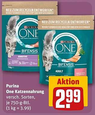 Purina One Katzennahrung, verschiedene Sorten, je 750-g-Btl.