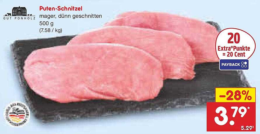 Puten-Schnitzel mager, dünn geschnitten 500 g