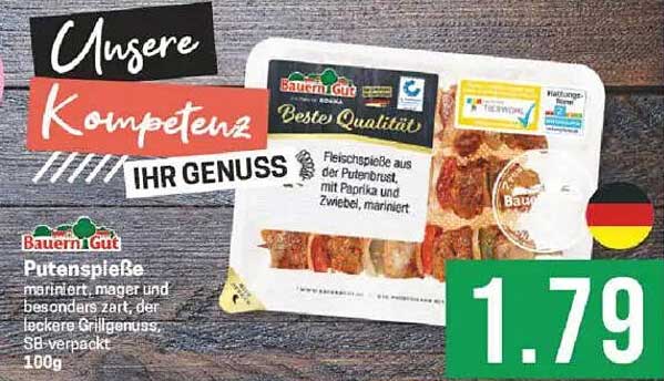 Putenspieße mariniert, mager und besonders zart, 100g