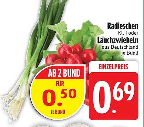Radieschen oder Lauchzwiebeln aus Deutschland je Bund