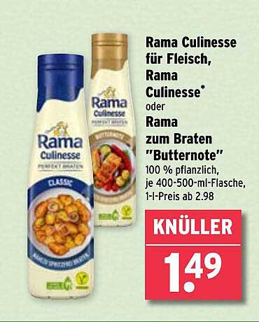 Rama Culinesse für Fleisch oder Rama zum Braten "Butternote"
