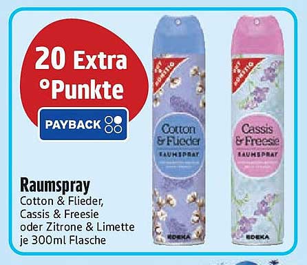 Raumspray Cotton & Flieder, Cassis & Freebie oder Zitrone & Limette 300ml Flasche