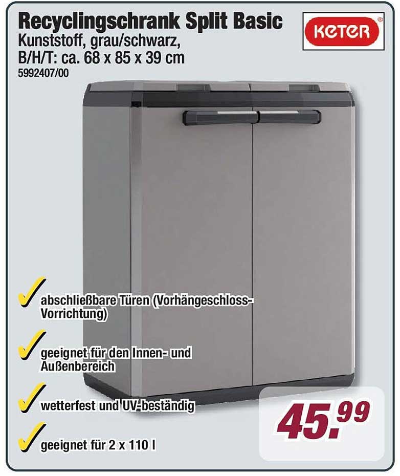 Recyclingschrank Split Basic von KETER
