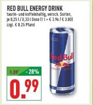 RED BULL ENERGY DRINK - 0,99 € statt 1,39 €
