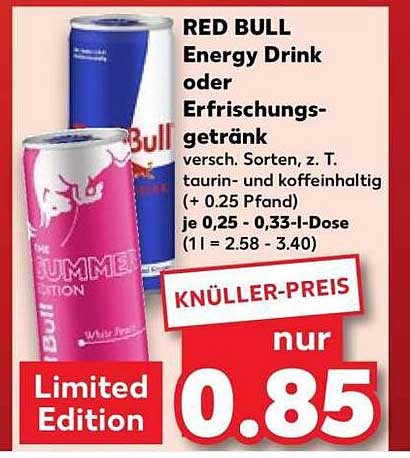 RED BULL Energy Drink oder Erfrischungsgetränk