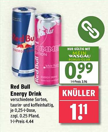 Red Bull Energy Drink verschiedene Sorten, taurin- und koffeinhaltig
