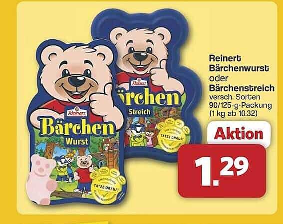 Reinert Bärenwurst oder Bärenstreich – versch. Sorten 90/125-g-Packung (1 kg ab 10,32)
